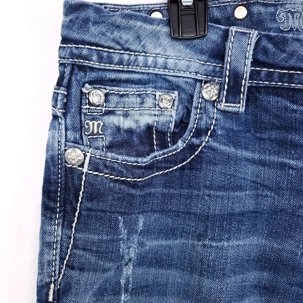 Miss Me Jeans Women Size 28 Blue Signature Rise Boot Stretch Thick Stitch_10